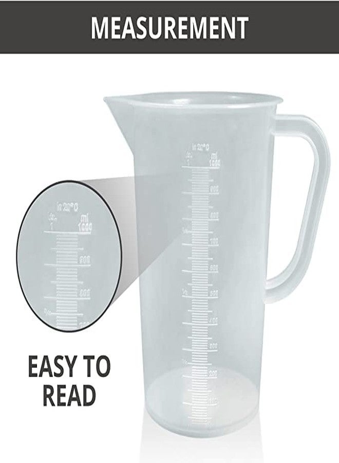 Spylx Polypropylene Measuring Jug with Handle Pour Spout Container for Kitchen Lab - Combo Pack of 500ml & 1000ml - Image 2